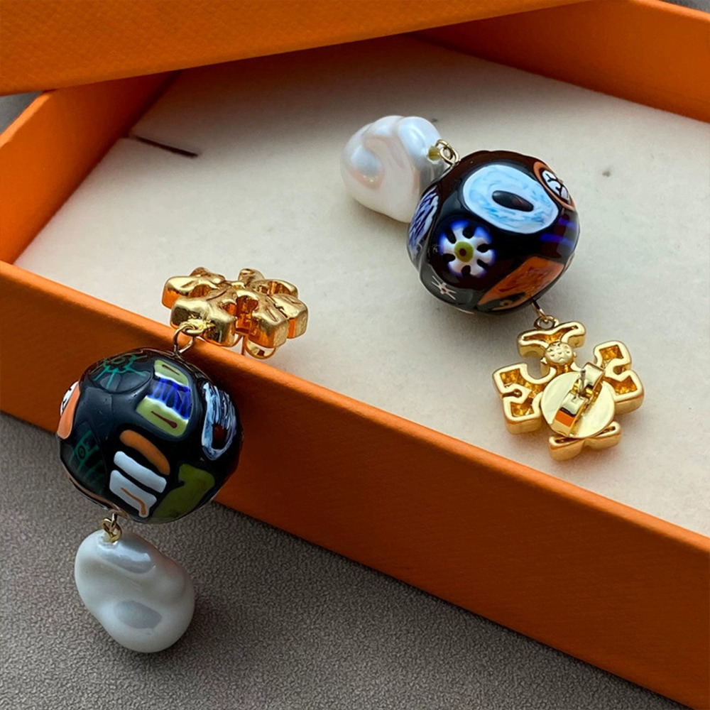 Tory Burch Ball Letter Metal Earrings